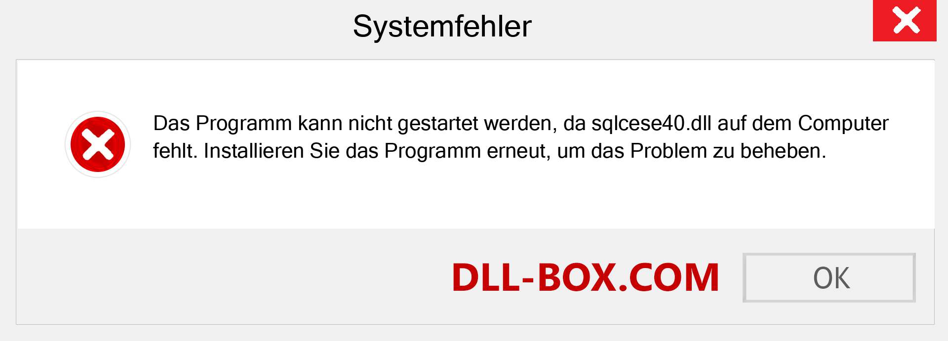 sqlcese40.dll-Datei fehlt?. Download für Windows 7, 8, 10 - Fix sqlcese40 dll Missing Error unter Windows, Fotos, Bildern